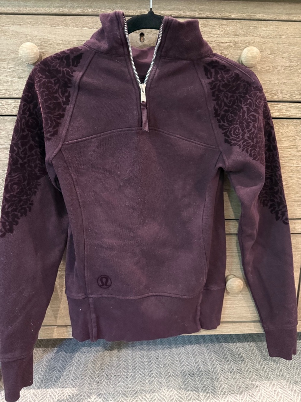 Lululemon Plum Quarter Zip with Velvet Flowers